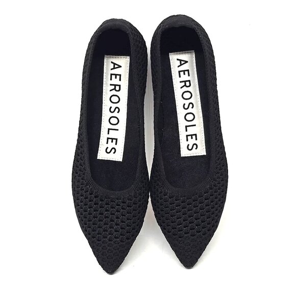 Aerosoles Dame Black Knit Fabric Slip on Flats Women's Size 8M - Picture 10 of 12